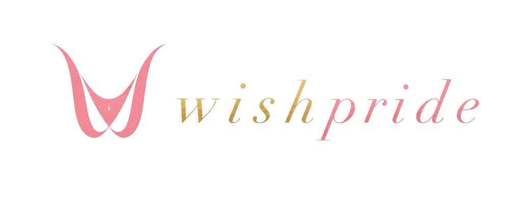 WishPride Logo und Wortmarke auf rosafarbenem Hintergrund