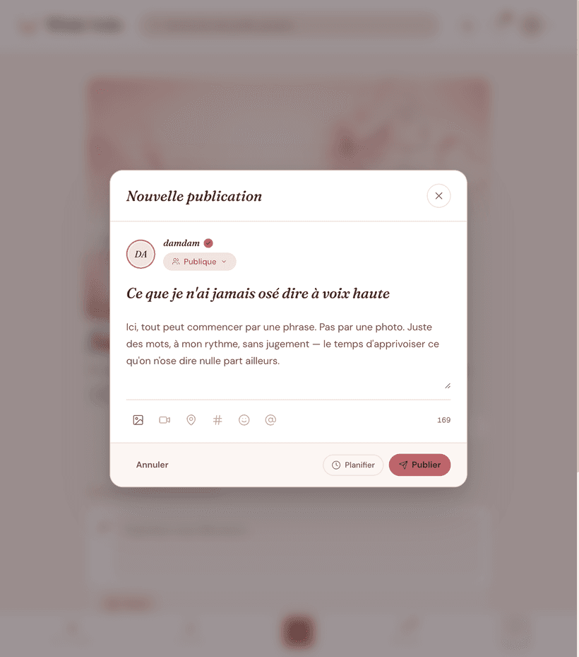 WishPride Screenshot — Verfassen eines Beitrags