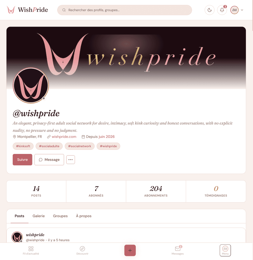 WishPride Screenshot — Profilseite eines Mitglieds
